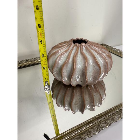 Fluted terracotta Blush Nude Color vase art sculpture shelf decor Southwest - Picture 5 of 10